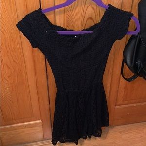Black lace off the shoulder romper
